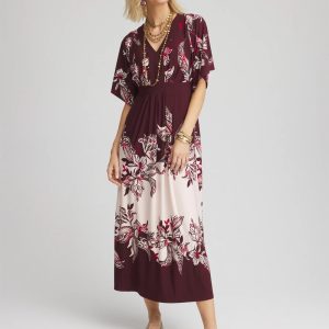 Floral Flutter-Sleeve Maxi Dress