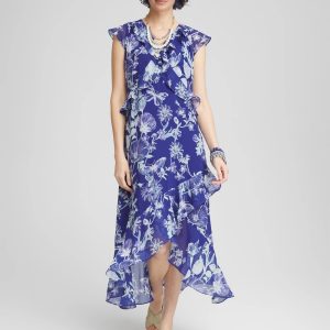Fit and Flare Chiffon Ruffle Dress