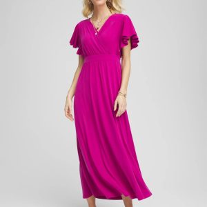Petite Flutter Sleeved Jersey Maxi Dress