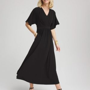 Flutter-Sleeved Jersey Maxi Dress