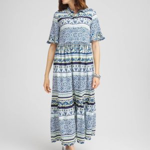 Flutter-Sleeved Maxi Dress