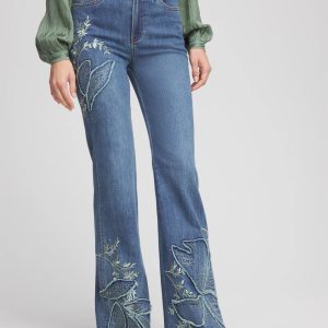 Applique Decorated Denim Jeans