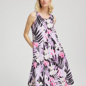 Zenergy® Floral Palms Lightweight Midi Dress