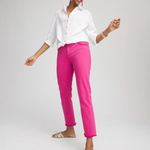 Girlfriend Frayed Cropped Jeans