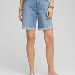 Girlfriend Cuffed Swing Denim Shorts