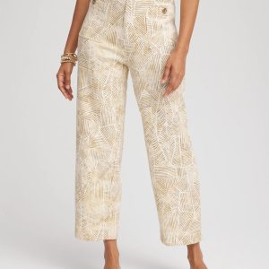 Printed Cropped Straight-Leg Pants
