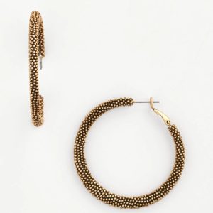 No Droop® Golden Beaded Hoop Earrings