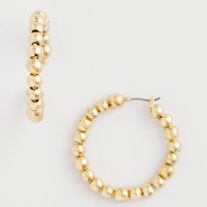 No Droop® Golden Beaded Hoop Earrings
