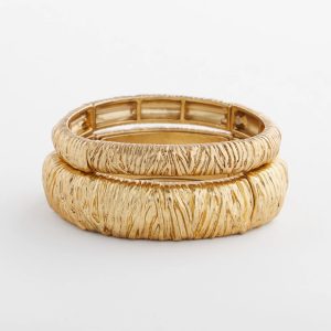 Crinkle Gold-Tone Stretch Bangle Set