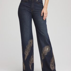 Embellished High-Rise Wide-Leg Jeans