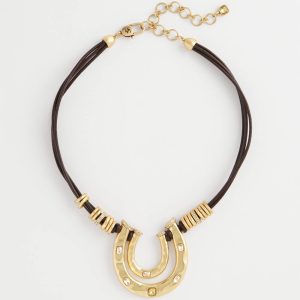 Equestrian Golden Horseshoe Pendant Necklace