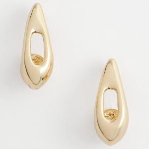 Gold Puff Hoop Earrings