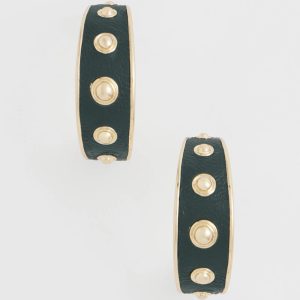 No Droop® Green & Gold Hoop Earrings