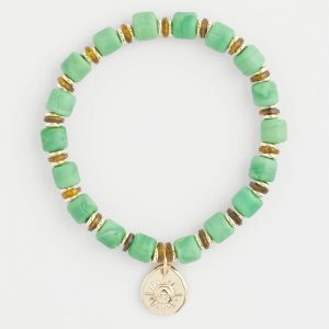 Square-Cut Beaded Sun Charm Bracelet