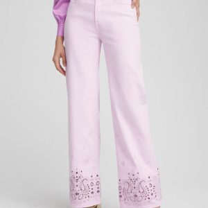 Lavender Eyelet High-Rise Jeans