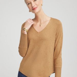 Ella V-Neck Embellished Pullover Sweater