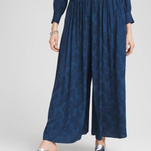 Petite Jacquard Culotte Wide-Leg Pants