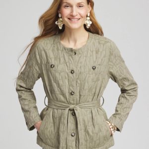 Jacquard Gauze Belted Field Jacket