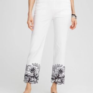 Petite Brigitte™ Lace Embroidered Cropped Pants