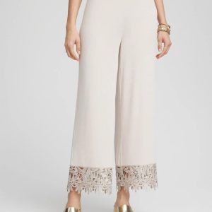 Petite Travelers™ Lace Trim Cropped Pants