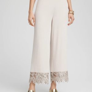 Petite Travelers™ Lace Trim Cropped Pants