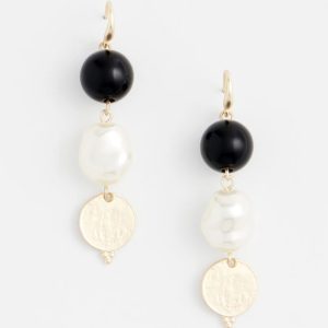 Linear Gold Pearl Earrings