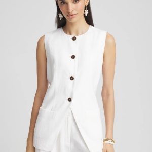 Linen Button-Front Shirt Vest