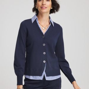 Striped Collared Cardigan Sweater