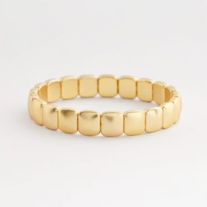 Golden Matte Square Stretch Bracelet