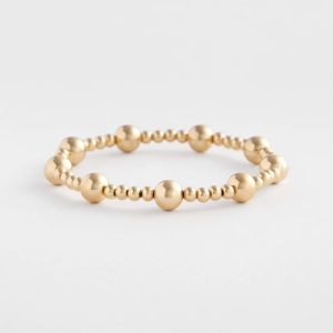 Gold-tone Medium Bead Stretch Bracelet