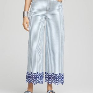 Eyelet High-Rise Wide Cropped Jeans