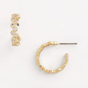 Goldtone Cubic Zirconia Hoop Earrings