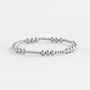 Silver-tone Small Bead Stretch Bracelet