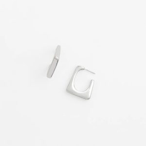 No Droop® Silver Tone Square Hoops