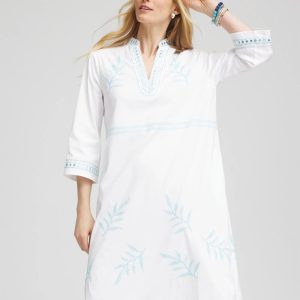 Embroidered Stand Collar Kaftan Dress