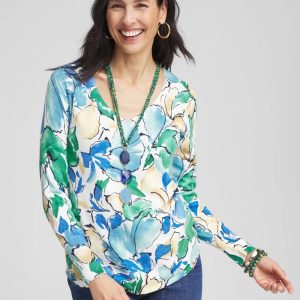V-Neck Printed Pullover