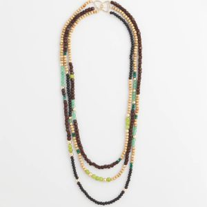 Layered Colorblock Wood Bead Necklace