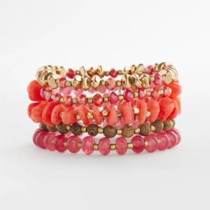 Stretch Set of Five Beaded Bracelets