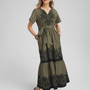 Cotton Embroidered Tier Dress