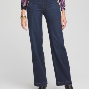 Embellished Wide Leg Pull On Jeans