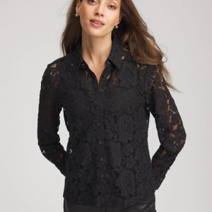 Classic-Fit Collared Lace Shirt