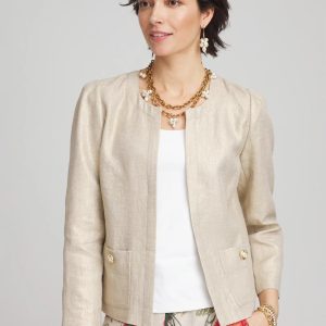 Collarless Linen Blazer