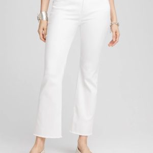 No-Stain Girlfriend Frayed Flared Jeans