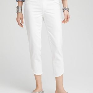 No Stain Pull-On Dolphin-Hem Capri Jeans