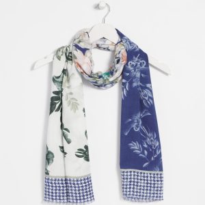 Colorblock Floral-Print Oblong Scarf