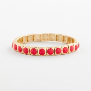 Bold Orange Goldtone Stretch Bracelet
