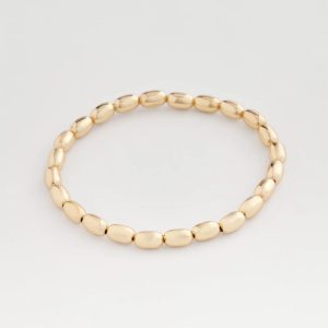 Goldtone Oval Beaded Stretch Bracelet