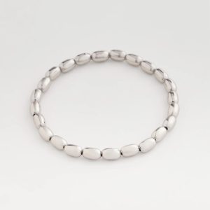 Silvertone Oval Beaded Stretch Bracelet