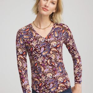 Paisley Touch of Cool™ V-Neck Layering Tee