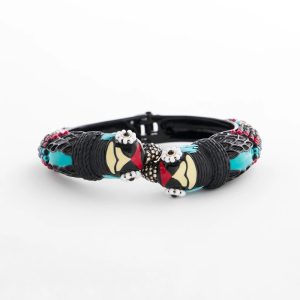 Raffia Parrot Hinge-Cuff Bracelet